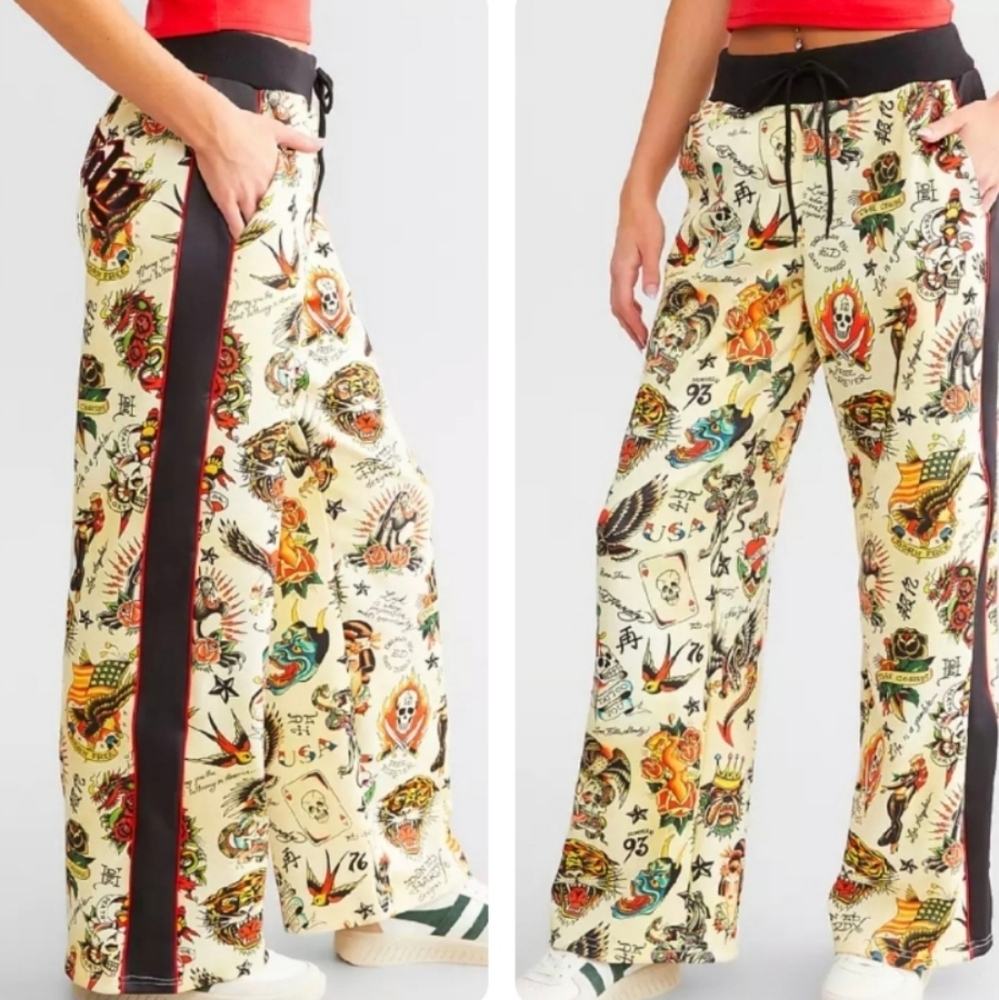 Ed Hardy Flashboard Multi Tattoo Inspired Track Pants - Rare